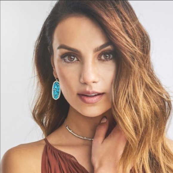 Kendra Scott Elle bronze veined turquoise earrings - Picture 5 of 8